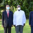 Museveni with North Korean diplomatic officials