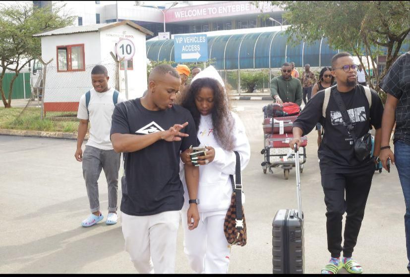 Kamo Mphela flew into Kampala on Friday afternoon