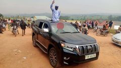 Hon Francis Mwijukye was welcomed by supporters in Buhweju
