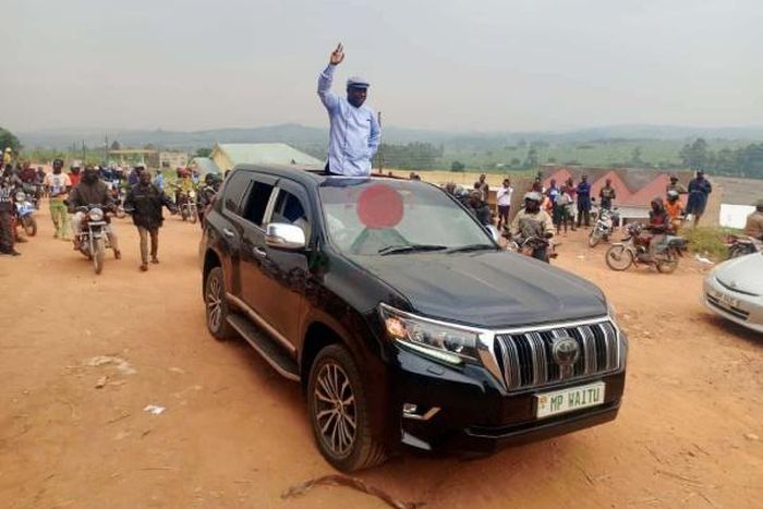 Hon Francis Mwijukye was welcomed by supporters in Buhweju