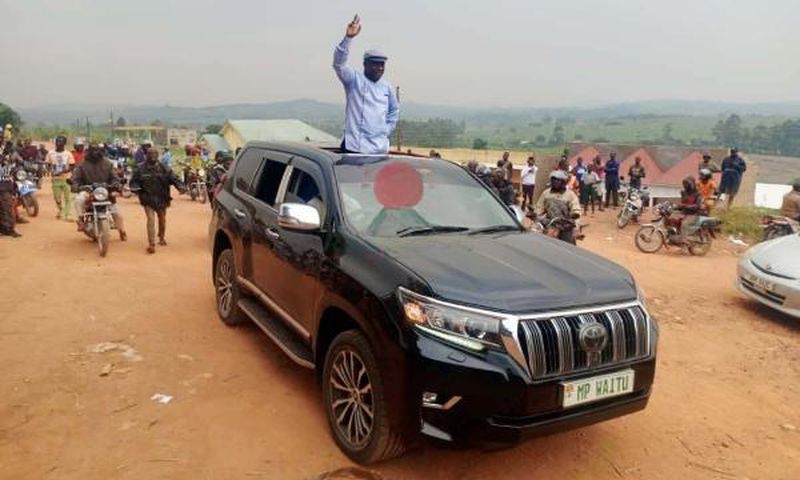 Hon Francis Mwijukye was welcomed by supporters in Buhweju