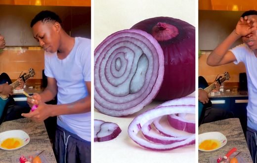 Vyroota battles onion tears while frying eggs, how to protect your eyes/Instagram
