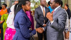 Minister of State for Northern Uganda, Kenneth Omona Olusegun, handed over office to the new PPS, Asio Gloria Omaswa.