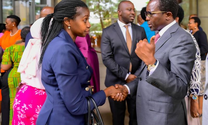 Minister of State for Northern Uganda, Kenneth Omona Olusegun, handed over office to the new PPS, Asio Gloria Omaswa.