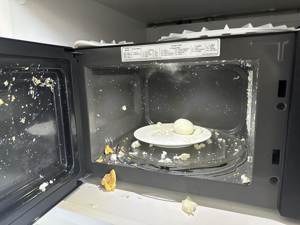 Why eggs explode when put in the microwave