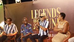 Awilo Longomba addressed press together with Afrigo Band members at the Talent Africa offices last Saturday, ahead of the August concert