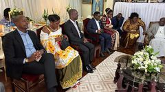 Minister Norbert Mao (in glasses) was introduced by his lover Beatrice on Sunday