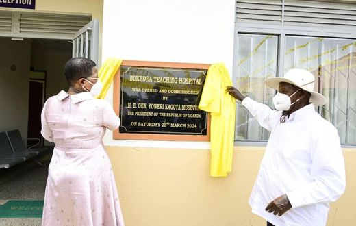 President Yoweri Museveni and Speaker Anita Among at the launch of the health facility