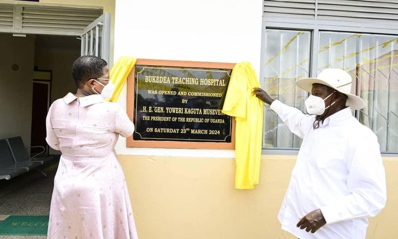 President Yoweri Museveni and Speaker Anita Among at the launch of the health facility