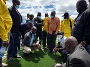 Hon Ogwang during the inspection visit