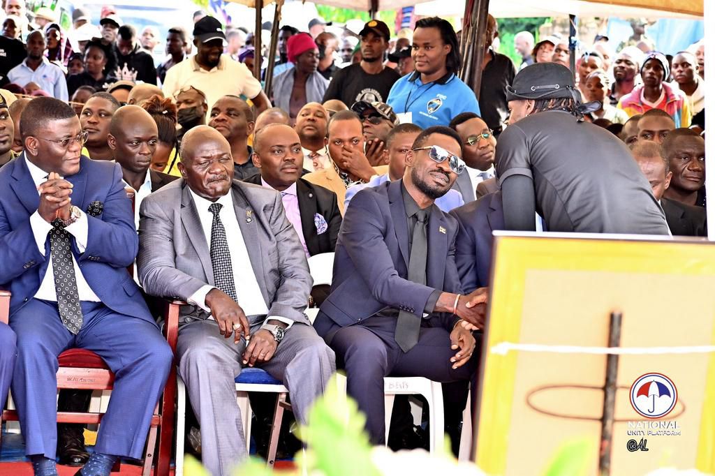 Bobi Wine and Gen Katumba Wamala at the funeral