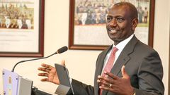 President William Ruto speaking at the National Defence College in Karen, Nairobi on May 25, 2023