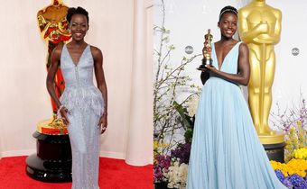 Lupita Nyong'o's dress at the 2024 Oscars was a throwback to the dress she wore at the 2014 Oscars.Mike Coppola/Getty Images; Jeffrey Mayer/WireImage