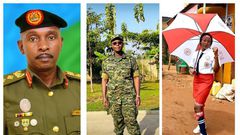 UPDF mouthpiece Deo Akiiki (L) says just Lilian Aber (C) no NUP supporter including Olivia Lutaya are in jail for wearing a red beret