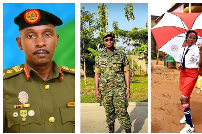 UPDF mouthpiece Deo Akiiki (L) says just Lilian Aber (C) no NUP supporter including Olivia Lutaya are in jail for wearing a red beret