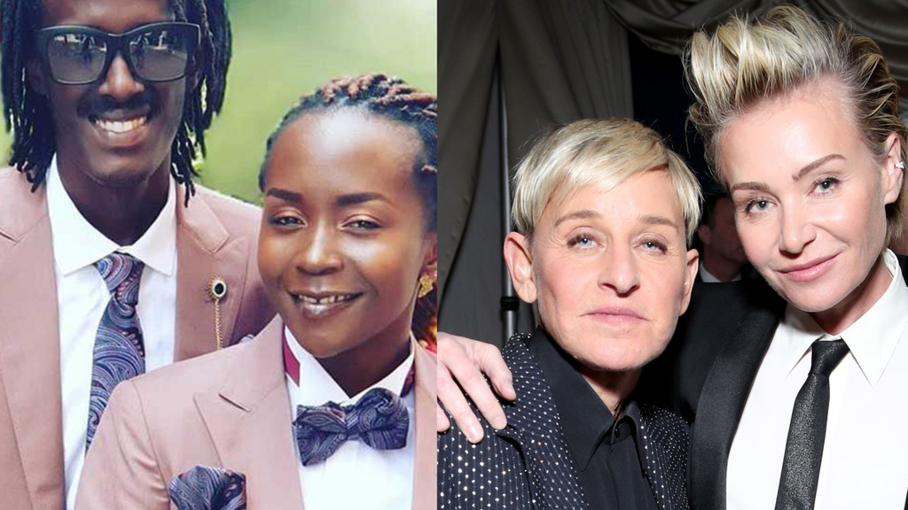 Anne Kansiime and Ellen DeGeneres with their respective partners