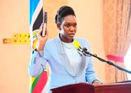 Phiona Nyamutoro takes her oath