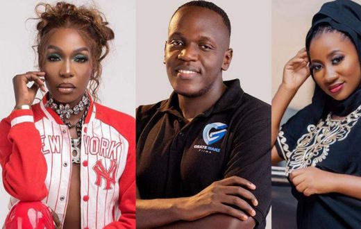 Director Pest (middle) has directed music videos of several artistes, including Karole Kasita (L) and Chosen Becky (Right).