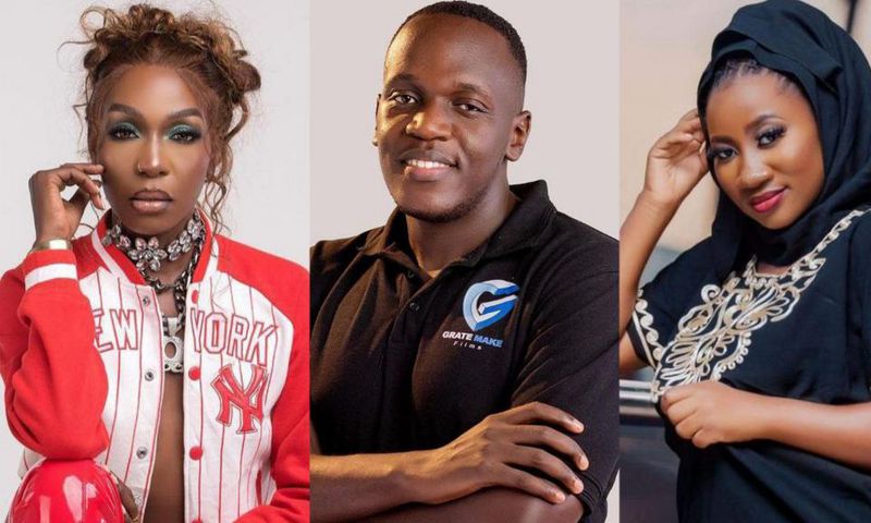 Director Pest (middle) has directed music videos of several artistes, including Karole Kasita (L) and Chosen Becky (Right).