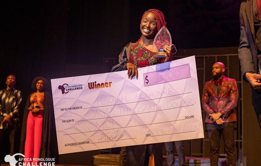 Rachael Nduhukire upon winning the Africa Monolohue Challenge