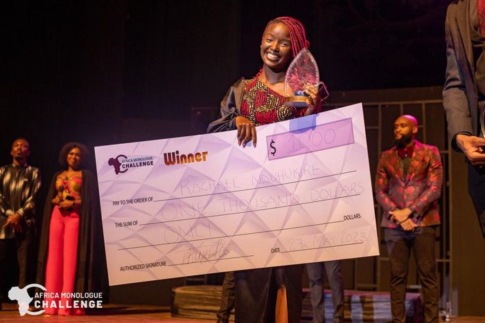 Rachael Nduhukire upon winning the Africa Monolohue Challenge