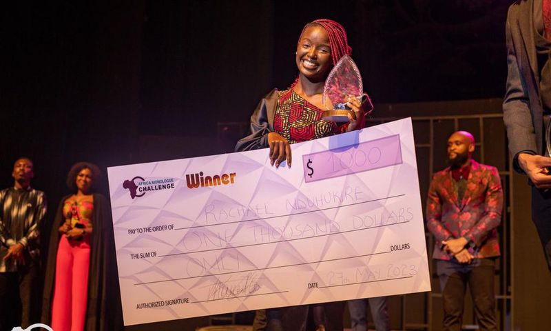 Rachael Nduhukire upon winning the Africa Monolohue Challenge