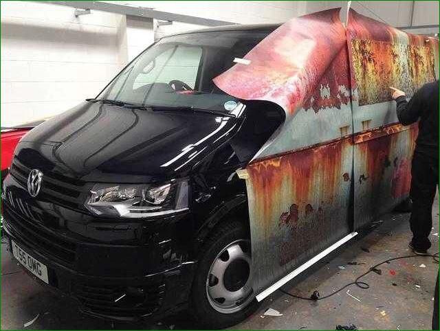 Up close, the vinyl texture won't mimic real rust perfectly