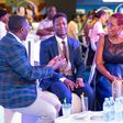L-R: Brian Mulondo, the local content manager of MultiChoice Uganda, Jerry Sesanga the show director and Bina Baibe the host of the show, during the premiere of Mum Vs Wife.