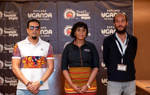 Showrunners: Aly Alibhai from Talent Africa, Claire Mugabi of UTB and Festival organizer Derek Debru at the launch