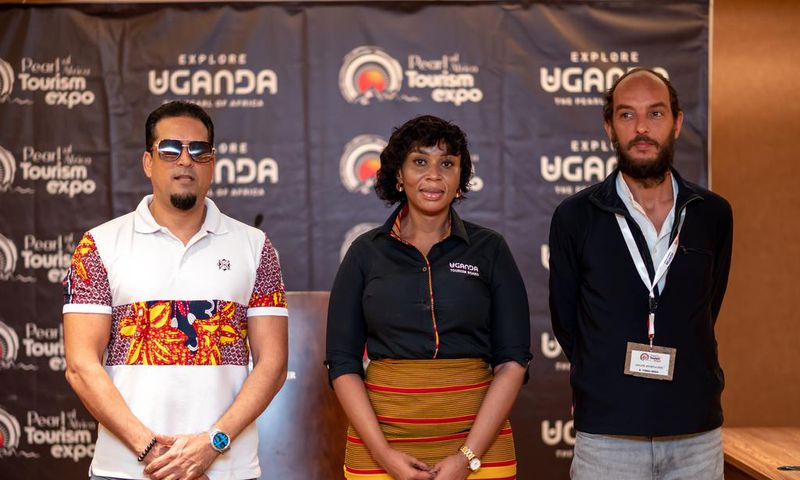 Showrunners: Aly Alibhai from Talent Africa, Claire Mugabi of UTB and Festival organizer Derek Debru at the launch