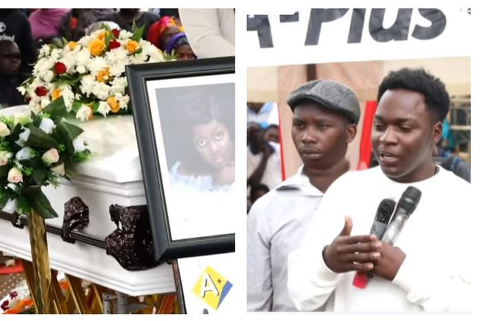 Evelyn Lagu's son Freddie Kasavu speaking at the send off