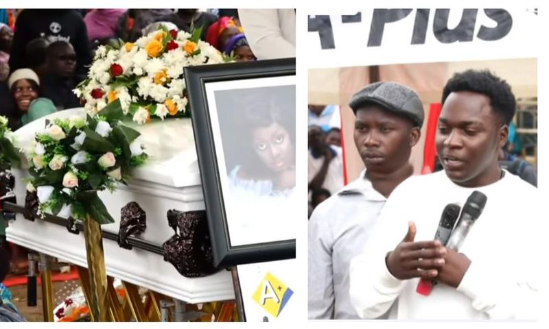 Evelyn Lagu's son Freddie Kasavu speaking at the send off