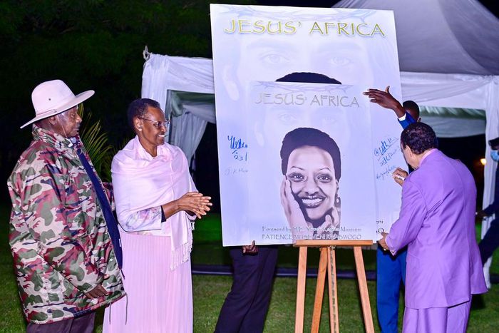 Museveni and the First Lady Janet Museveni during the lauch of the book