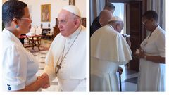 Speaker Anita Among asked Pope Francis to bless her pregnancy