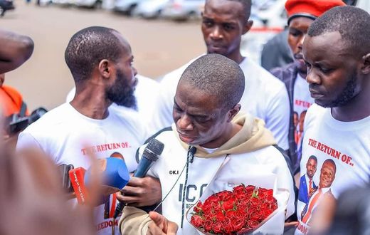 MP Muhammad Ssegirinya broke down in tears at Entebbe Airport while addressing press