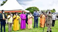 President Yoweri Museveni arriving at the function in Atyak