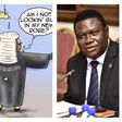 Minister Norbert Mao (R) says illustrations such as this of the Chief Justice (L) by cartoonist Jimmy Spire are degrading the Judiciary