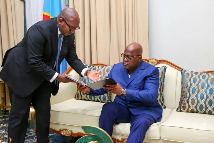 President Félix Tshisekedi with former DRC PM Jean-Michel Sama Lukonde