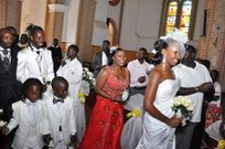 The couple arrived amid pomp for the church wedding