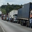 Trucks waiting clearance to enter Uganda from Malaba, at the border with Kenya. PHOTO | FILE