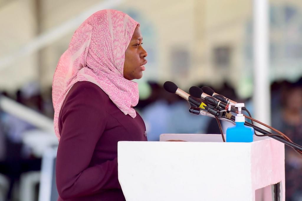ICT Ministry PS Aminah Zawedde speaking at the event