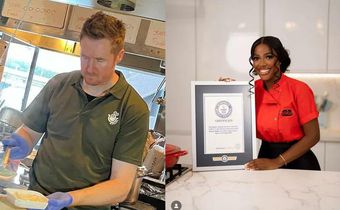 Hilda Baci congratulates Irish Chef, Alan Fisher, over World Record