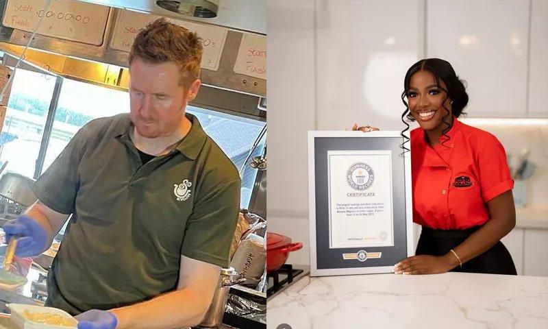 Hilda Baci congratulates Irish Chef, Alan Fisher, over World Record