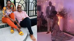 Irene Birungi and Maurice Mugisha. On the right is a screengrab from the video filmed during the birthday celebrations.