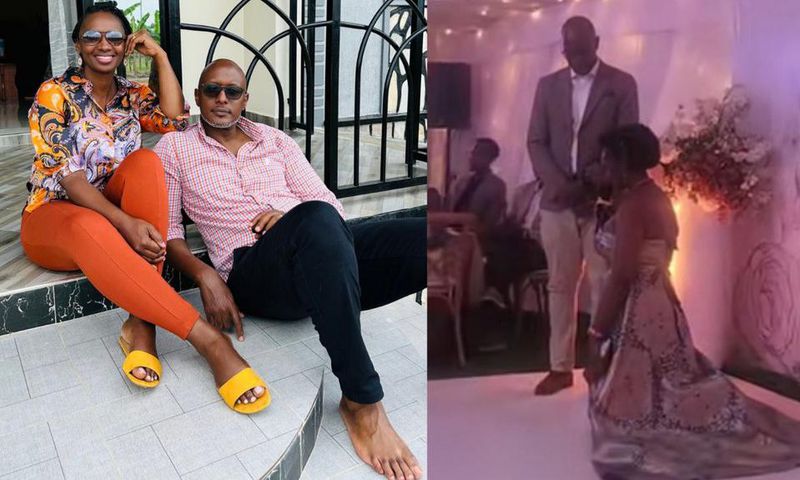 Irene Birungi and Maurice Mugisha. On the right is a screengrab from the video filmed during the birthday celebrations.