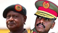 President Yoweri Museveni (left) and Muhoozi Kainerugaba