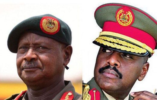 President Yoweri Museveni (left) and Muhoozi Kainerugaba