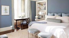 Serene blues and crisp whites interiors give a coastal and tranquil atmosphere [Pinterest]