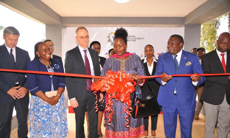 Hon Ruth Nankabirwa flanked by Philippe GROUEIX, the General Manager of TotalEnergies EP Uganda, his deputy Miriam Nampeera, Jimmy Mugerwa, the Project Director, and Ernest Rubondo, the ED Petroleum Authority of Uganda launched the IEC