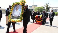 The casket containing his remains arrived at Parliament at 10:47 am